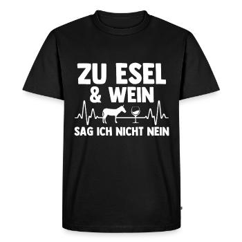 Wein Esel - Männer Premium Bio T-Shirt - Schwarz - Vorne - Nico (187cm)