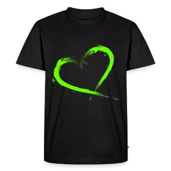 Heart Design Brush Green Light Green - Men's Premium Organic T-Shirt - black - Front - Nico (187cm)