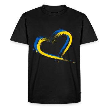 Herz Bürste Flagge der Ukraine Design Farbe Fahne - Men's Premium Organic T-Shirt - black - Front - Nico (187cm)