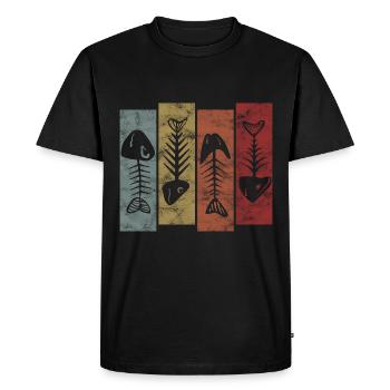 Angeln Angeler Fischen Fischer Fisch Retro - Männer Premium Bio T-Shirt - Schwarz - Vorne - Nico (187cm)