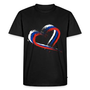 Heart brush flag Russia flag colors design - Men's Premium Organic T-Shirt - black - Front - Nico (187cm)