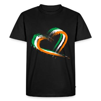 Heart brush flag Ireland flag colors design - Men's Premium Organic T-Shirt - black - Front - Nico (187cm)