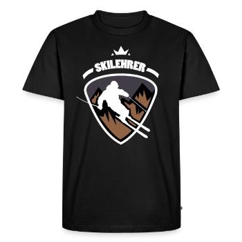 Skilehrer Wappen Logo - Männer Premium Bio T-Shirt - Schwarz - Vorne - Nico (187cm)