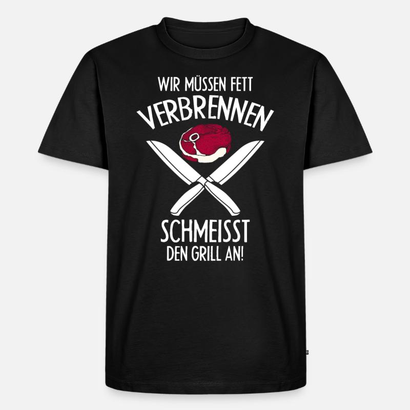 Grillmeister Metzger - Männer Premium Bio T-Shirt - Schwarz