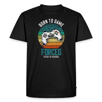 Born to Game Forced To Go To School Gamer Sort - T-shirt Premium bio Homme - noir - Devant - Nico (187cm)