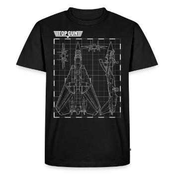 Top Gun Jet De Chasse Blueprint Blanc - T-shirt Premium bio Homme - noir - Devant - Nico (187cm)