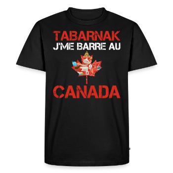 Tabarnak Je Me Barre Au Canada, Feuille D'érable - T-shirt Premium bio Homme - noir - Devant - Nico (187cm)