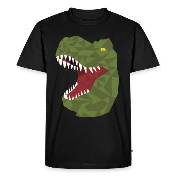 Polygon Dinosaur, Dino, T-Rex, Rex, Dinosaurs, Animal - Men's Premium Organic T-Shirt - black - Front - Nico (187cm)