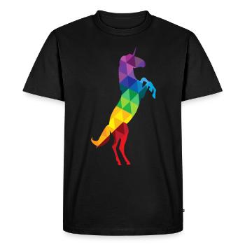 Licorne arc-en-ciel polygonale, licorne, licorne, - T-shirt Premium bio Homme - noir - Devant - Nico (187cm)