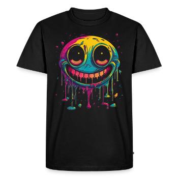 Crazy Melting Smilie Monster Face Psychédélique - T-shirt Premium bio Homme - noir - Devant - Nico (187cm)