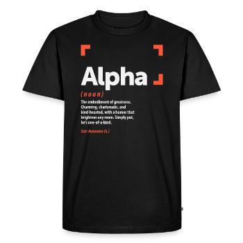 Alpha Definition Personalized Name Alpha - Men's Premium Organic T-Shirt - black - Front - Nico (187cm)