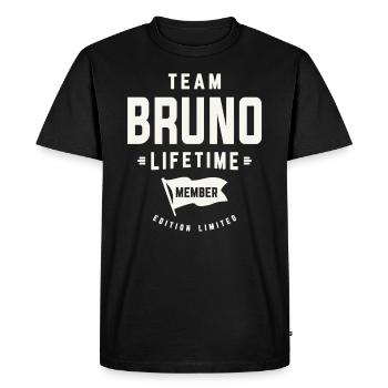 Équipe Bruno Membre à vie Prénom drôle Bruno - T-shirt Premium bio Homme - noir - Devant - Nico (187cm)