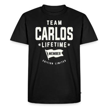 Membre à vie de l’équipe Carlos Drôle de prénom Carlos - T-shirt Premium bio Homme - noir - Devant - Nico (187cm)