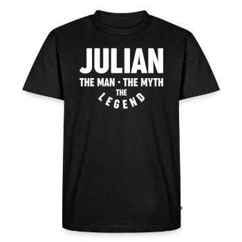 Julian L’homme Le mythe La légende - Nom Julian - T-shirt Premium bio Homme - noir - Devant - Nico (187cm)