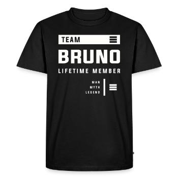 Équipe Bruno Membre à vie Prénom drôle Bruno - T-shirt Premium bio Homme - noir - Devant - Nico (187cm)