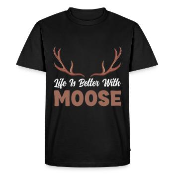 Life is better with moose! Funny moose saying - Men's Premium Organic T-Shirt - black - Front - Nico (187cm)