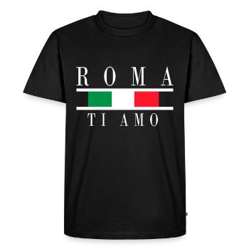T-shirt avec drapeau italien Rome Italie. - T-shirt Premium bio Homme - noir - Devant - Nico (187cm)