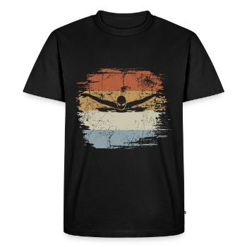 Natation, Papillon, Piscine, Rétro, Vintage - T-shirt Premium bio Homme - noir - Devant - Nico (187cm)