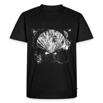 Chemin - Pétoncle - Pèlerinage - Santiago - T-shirt Premium bio Homme - noir - Devant - Nico (187cm)