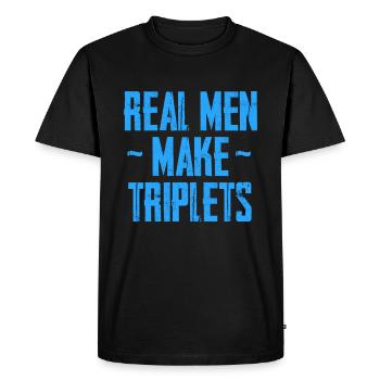 real men make triplets - Triplets Loading - Men's Premium Organic T-Shirt - black - Front - Nico (187cm)
