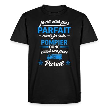 pas parfait pompier - T-shirt Premium bio Homme - noir - Devant - Nico (187cm)