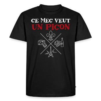 Ce mec veut un picon, amateur de bières - T-shirt Premium bio Homme - noir - Devant - Nico (187cm)