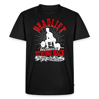 Deadlift Fitlochness Deadlift Gym - T-shirt Premium bio Homme - noir - Devant - Nico (187cm)