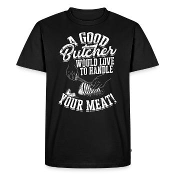 A good butcher -meat cutter -cook knife - Men's Premium Organic T-Shirt - black - Front - Nico (187cm)