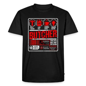Boucher Découpeur de viande Couteaux de cuisson Boucher - T-shirt Premium bio Homme - noir - Devant - Nico (187cm)