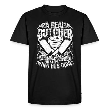 A real butcher -meat cutter -cook knife - Men's Premium Organic T-Shirt - black - Front - Nico (187cm)