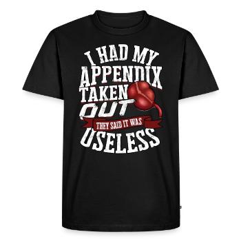Annexe Opération Appendicectomie Retrait - T-shirt Premium bio Homme - noir - Devant - Nico (187cm)