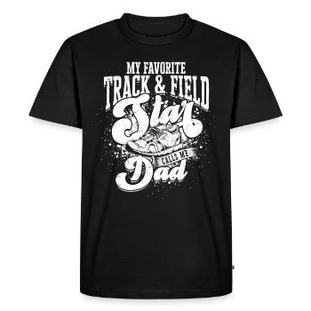Athlétisme -Père -Père du coureur Athelitc - T-shirt Premium bio Homme - noir - Devant - Nico (187cm)