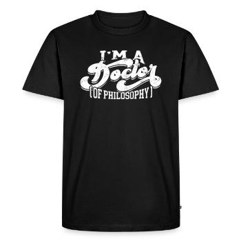 Doctorant en philosophie Doctorant - T-shirt Premium bio Homme - noir - Devant - Nico (187cm)