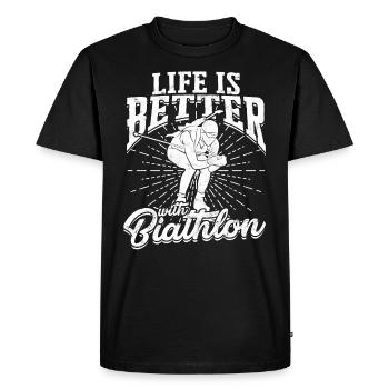 biathlon sport winter sports ski gift saying lan - Men's Premium Organic T-Shirt - black - Front - Nico (187cm)