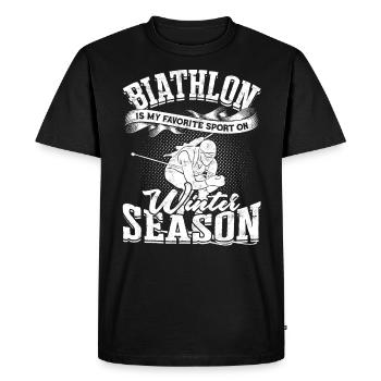 biathlon sport winter sports ski gift saying lan - Men's Premium Organic T-Shirt - black - Front - Nico (187cm)