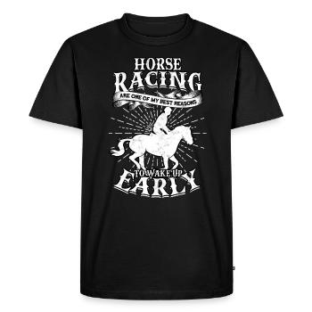 courses de chevaux balade à cheval chevaux cavalier cadeau g - T-shirt Premium bio Homme - noir - Devant - Nico (187cm)