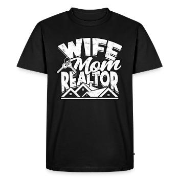 agent immobilier agent immobilier cadeau cadeau - T-shirt Premium bio Homme - noir - Devant - Nico (187cm)