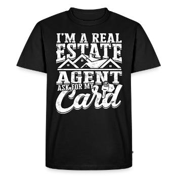 agent immobilier agent immobilier cadeau cadeau - T-shirt Premium bio Homme - noir - Devant - Nico (187cm)
