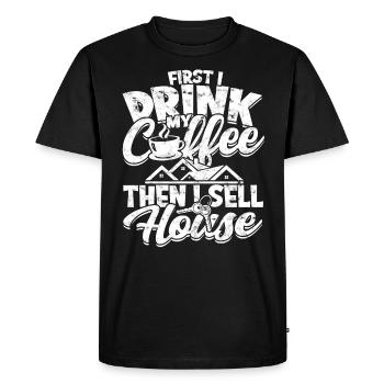agent immobilier agent immobilier cadeau cadeau - T-shirt Premium bio Homme - noir - Devant - Nico (187cm)