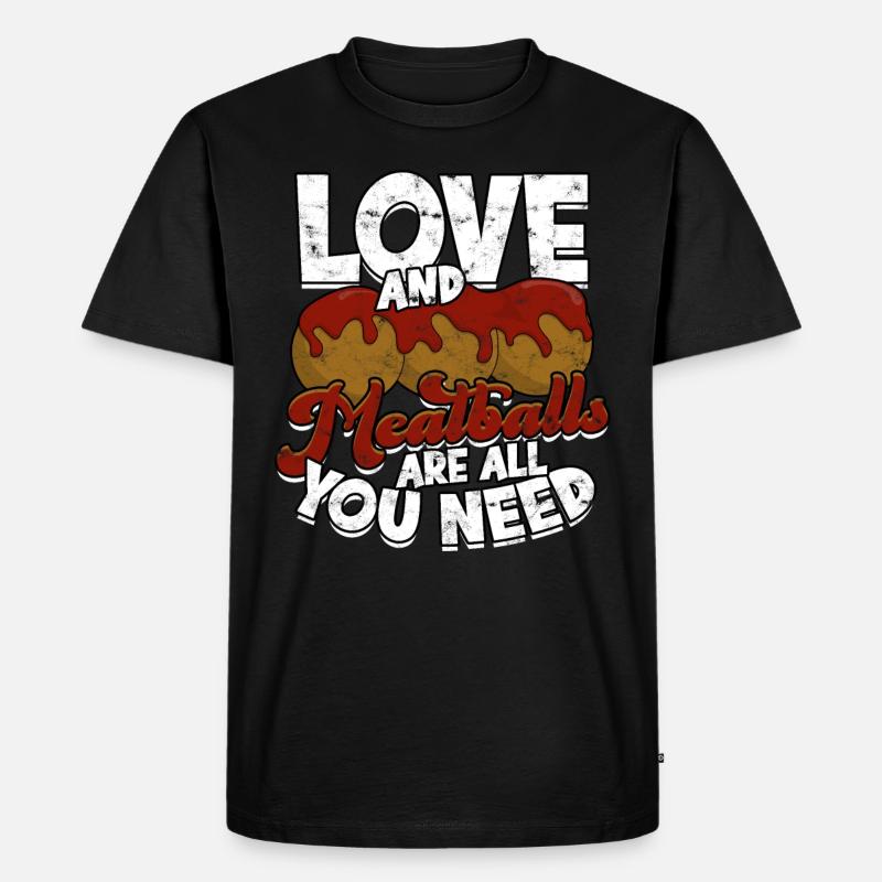 fleischklößchen essen spaghetti geschenk geschenki - Männer Premium Bio T-Shirt - Schwarz
