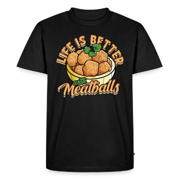 Meatballs Eat Spaghetti Gift Gift - Men's Premium Organic T-Shirt - black - Front - Nico (187cm)