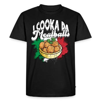 Meatballs Eat Spaghetti Gift Gift - Men's Premium Organic T-Shirt - black - Front - Nico (187cm)