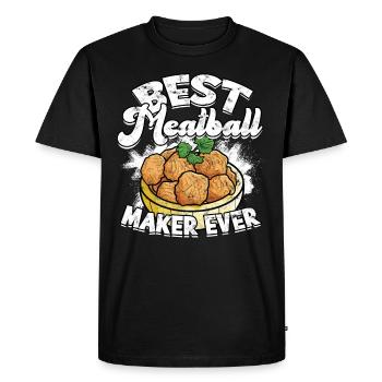 Meatballs Eat Spaghetti Gift Gift - Men's Premium Organic T-Shirt - black - Front - Nico (187cm)
