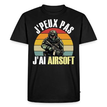 Je Peux Pas J'Ai Airsoft Humour Airsofteur - T-shirt Premium bio Homme - noir - Devant - Nico (187cm)