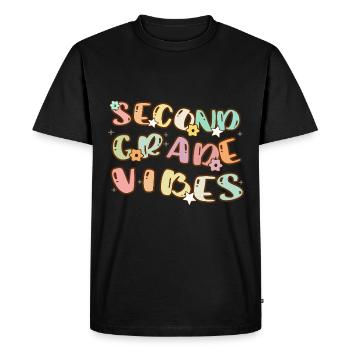 Second Grade Vibes - Back to School - Men's Premium Organic T-Shirt - black - Front - Nico (187cm)
