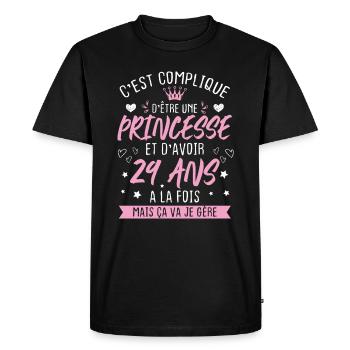 Une princesse et d'avoir 29 ans, Cadeau 29 ans - T-shirt Premium bio Homme - noir - Devant - Nico (187cm)