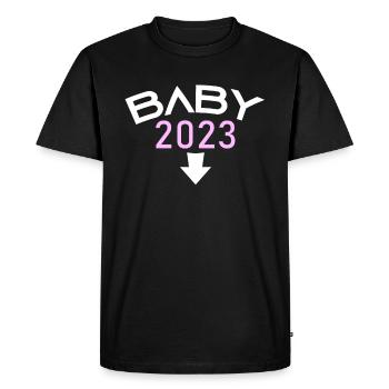 Fille Bébé Fille 2023 Enceinte - T-shirt Premium bio Homme - noir - Devant - Nico (187cm)