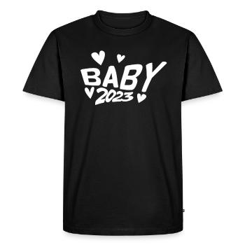 Grossesse Bébé enceinte 2023 - T-shirt Premium bio Homme - noir - Devant - Nico (187cm)