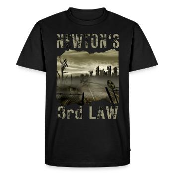 La 3ème loi de Newton. Action à l’apocalypse de réaction - T-shirt Premium bio Homme - noir - Devant - Nico (187cm)