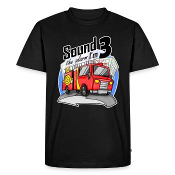 3 ans Jeune pompier camion voiture - T-shirt Premium bio Homme - noir - Devant - Nico (187cm)